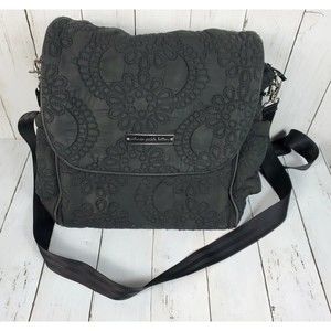 Petunia Pickle Bottom Diaper Bag Cross Body Backpack Quilted Black Floral Design